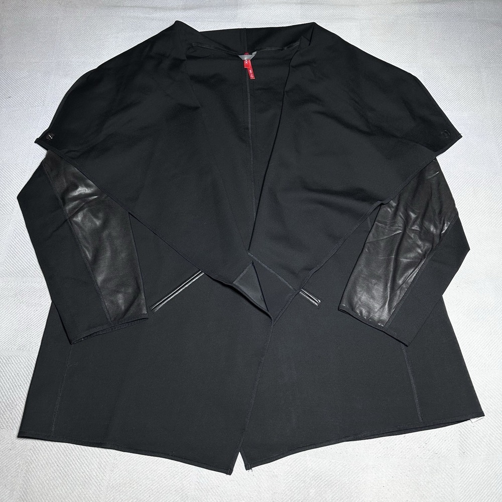 SPANX Black Jacket with Leather Sleeves